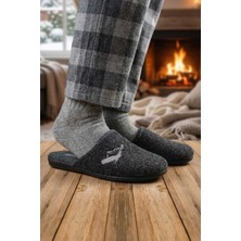 Gezer Erkek Kışlık Keçe Çıkarılabilir Cırt Cırtlı İç Taban Rahat Ev Bahçe Terlik