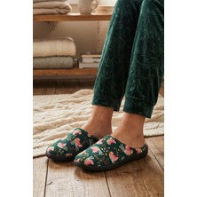 Gezer Kadın Kışlık PU Rahat Taban Desenli Ev Bahçe Gondol Terlik