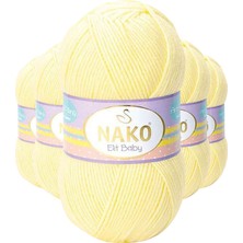 5 Adet Elite Baby El Örgü Ipi Tüylenmeyen Bebek Yünü Limonata 3664 Nemere