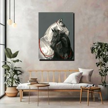 Artprinta Siyah Beyaz At Kanvas Tablo – Modern ve Şık At Figürlü Duvar Dekoru