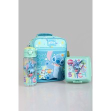 Stitch "dekomus Cep Defteri Hediyeli" Lisanslı Stıtch "galaxy Pop Koleksiyonu" Termoslu Beslenme ÇANTASI,500 ml Matara ve Beslenme Kabı Seti