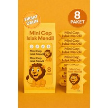 Anı Ofis Kırtasiye Mini Cep Islak Mendil 8'li Paket | Aloe Veralı | Alkol Içermez | Yumuşak Dokulu|taşınabilir |turuncu