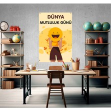 Deko Gonya Dünya Mutluluk Günü Temalı Fotoğraf Panosu Branda 100X150