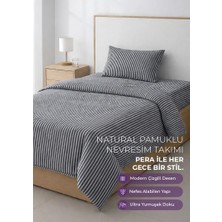 Days In Colours: %100 Pamuk Çizgili Nevresim Takımı  Tek Kişilik / Pera Serisi