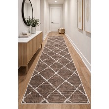Babil Home Kaymaz Tabanlı Kesme  Salon Koridor Mutfak Yatak Odası Halısı 3001 Kahve