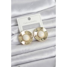 Callerrons Accessories Vintage Model Beyaz Gold Renk Pirinç Kadın Küpe - EBJ260220W39816