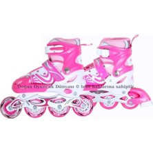 Top Rock Store Işıklı Metal Gövdeli Ayarlanabilir Pembe Alıştırma Pateni 38-41