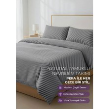 Days In Colours: %100 Pamuk Çizgili Nevresim Takımı Çift Kişilik / Pera Serisi