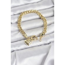 Callerrons Accessories Kalp Detaylı Gold Renk Pirinç Kadın Bileklik - EBJ260220W39760