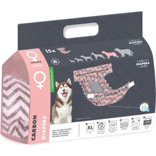 M-Pets Karbonlu Diapers Dişi Köpekler Için Külot Bez 40-60 cm Xl 15'li