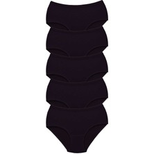 5 Adet Tutku Kadın Yüksek Bel Bato Kalın Lastik Külot Siyah Nemere