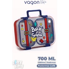 Vagonlife 700 ml Iki Bölme Paslanmaz Çelik Bento Lunch Box Yeni Nesil  Sefer Tası Metal Kaşık Hediyeli FF7155