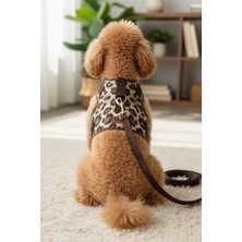 BiBa Pet Leopar Köpek Gezdirme Tasması Seti Çekiş Önleyici/nefes Alan Kumaş/gezdirme Kayışı Dahil