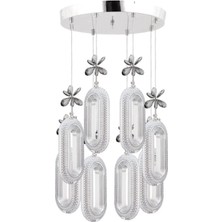 Akgül 8'li Zenith Krom Avize 3 Renk Ledli