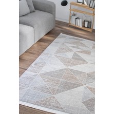Santiva Home Gri Bej Polyester Halı Antibakteriyel Tozumaz Salon Oturma Çocuk Odası Yolluk Dokuma Makine Halısı