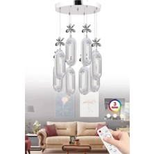 Akgül 8'li Zenith Krom Kumandalı Avize 3 Renk Ledli