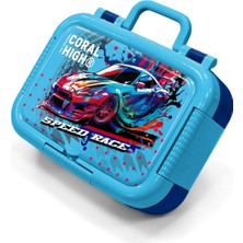 Coral High Kids Gri Mavi Yarış Arabası Desenli Paslanmaz Çelik Beslenme Kabı 39336