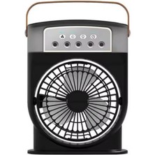 Şarjlı 600 ml Su Hazneli Taşınabilir Masaüstü Vanilatör  Güçlü Fan ve 2000 Mah Pil Siyah