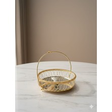 Akmetal Aynalı Gold Renk Telkari Model Kulplu Bayram Şekerlik Çikolatalık