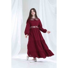 Recep Turak Gülücük Kids Bebe Yaka Nakışlı Kız Çocuk Elbisesi