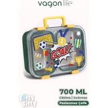 Vagonlife 700 ml Iki Bölme Paslanmaz Çelik Bento Lunch Box Yeni Nesil  Sefer Tası Metal Kaşık Hediyeli FF7155