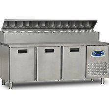 Dampak  3 Kapılı  Alçak Monte Pizza Hazırlık Dolabı 450 Litre 200 x 70 x 109 (Cm)