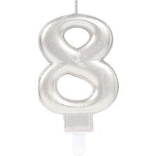 8 Rakam Mum Gümüş Renk