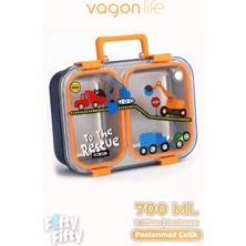 Vagonlife 700 ml Iki Bölme Paslanmaz Çelik Bento Lunch Box Yeni Nesil  Sefer Tası Metal Kaşık Hediyeli FF7155