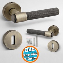 Nzb Yuvarlak Rozetli Modern Iç Oda Kapı Kolu Sağa ve Sola Uygun Mat Antik (1 Takım-Çift)