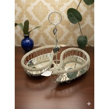 Akmetal Aynalı Gümüş Renk Iki Bölmeli Telkari Model Bayram Şekerlik Çikolatalık