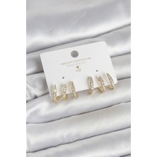 Callerrons Accessories Gold Renk Pirinç Zirkon Taşlı Kadın Küpe - EBJ260220W39799