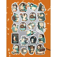 Hediyene Bak Sevimli Penguenler Sticker Seti | Laptop Ajanda Notebook Tablet Telefon Defter Etiket Bullet Journal