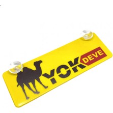 Yok Deve Yazılı Sarı Dekor Plaka Vantuzlu Cam Süsü 22X7.5CM Nemere