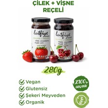Lutfiye Organik 2’li Reçel Seti – Çilek & Vişne – Şekeri Meyveden (2 x 280G)