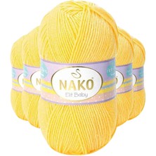 5 Adet Elite Baby El Örgü Ipi Tüylenmeyen Bebek Yünü Sarı 2857 Nemere