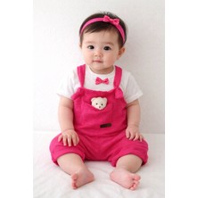 Ayıcıklı Kız-Erkek Keten Salopet 2li Takım Baby&kıds 6-9-12 Ay