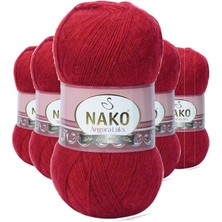 5 Adet Angora Lüks El Örgü Ipi Koyu Kırmızı 1175 Nemere