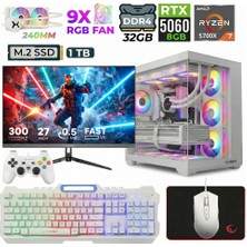 Xaser Sword X55 Ryzen 7 5700X 32GB Ram 1tb M.2 Nvme SSD 8gb RTX5060 Sıvı Soğutmalı 27" 300Hz Oyuncu Tavsiye Sistem