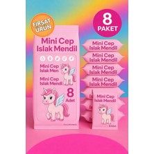 Anı Ofis Kırtasiye Mini Cep Islak Mendil 8'li Paket | Aloe Veralı | Alkol Içermez | Yumuşak Dokulu |taşınabilir |pembe