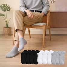 Kral Socks Düz Desen Pamuklu Bilek Boy Patik Çorap %80 Pamuk 10 Çift Ekonomik Set