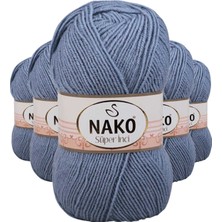 5 Adet Süper Inci El Örgü Ipi 100 gr Kot Mavi 1986 Nemere