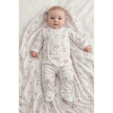 Vişne Baskılı Kruvaze Body Beyaz 3 Lü Takım 56- 62 cm  (Penye Battaniyeli ) 4962