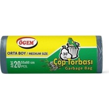 Orta Boy Çöp Torbası 55 x 60 cm 20 Li Rulo x 5 Paket = 100 Adet (Mavi) Nemere