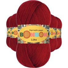 5 Adet Lüks Patik Ipi Yünü Koyu Kırmızı 98296 Nemere