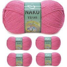 5 Adet Vizon Premium Akrilik El Örgü Ipi Yünü Renk NO:180 Kuru Gül Nemere