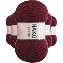 5 Adet Süper Inci El Örgü Ipi 100 gr Bordo 999 Nemere