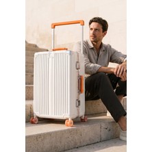 Zeplin Boxy Pc Policarbon Orta Boy Valiz Beyaz-Turuncu