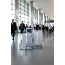 Zeplin Boxy Pc Policarbon 3'lü Valiz Seti (Kabin Orta ve Makyaj) Silver-Mor