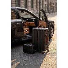 Zeplin Boxy Pc Policarbon 2'li Valiz Seti (Orta ve Makyaj) Siyah-Kahve