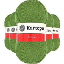 5 Adet Kristal Çift Katlı El Örgü Lif Ipi Açık Yeşil K442 Nemere